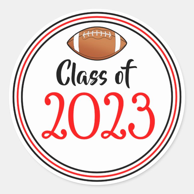 Class Year Red & Black Graduation Classic Round Sticker (Front)