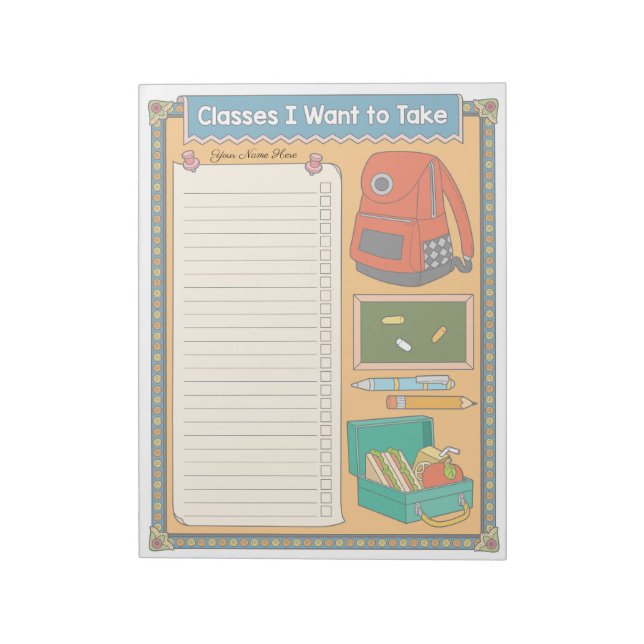 Classes To Do List Custom Notepad (Rotated)