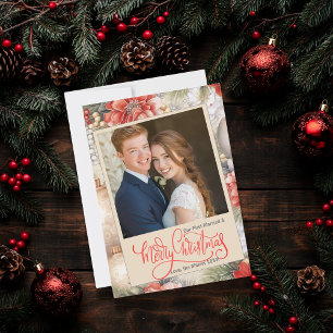 Classi Our First Married & Merry Christmas Photo Holiday Card