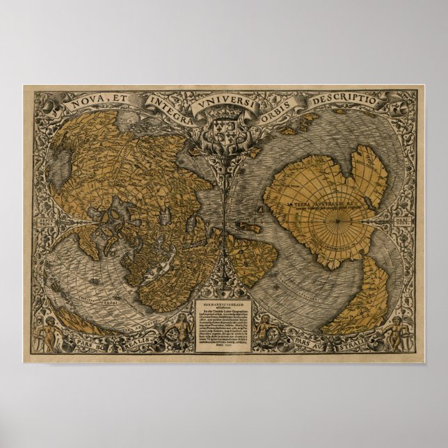 Classic 1531 Antique World Map by Oronce Fine Poster (Front)