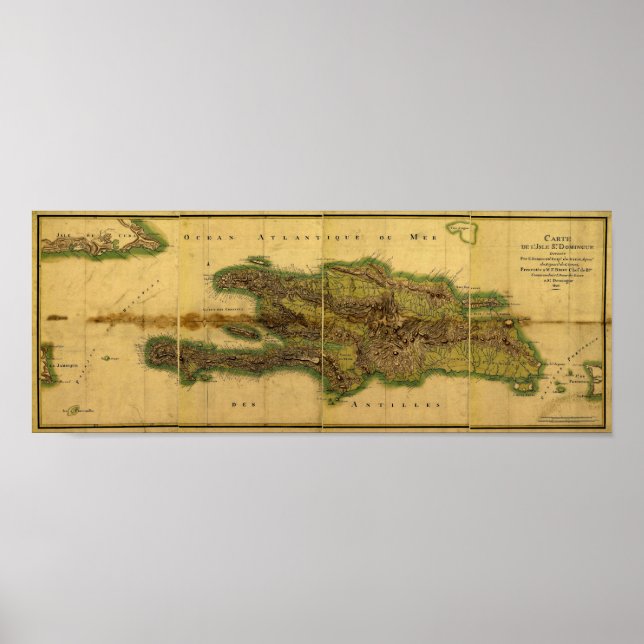 Classic 1805 Antiquarian Map of Hispaniola Poster (Front)