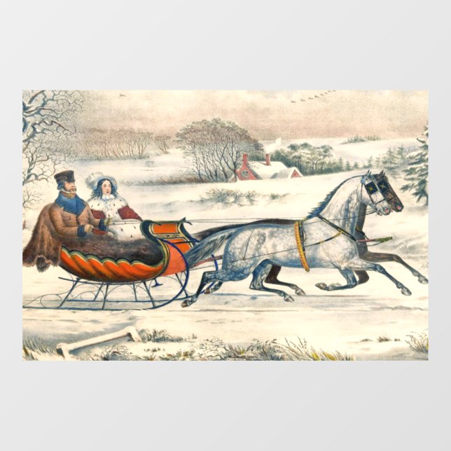 Classic 1853 Sleigh Ride Currier Ives Road Winter (Sheet)