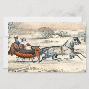 Classic 1853 Sleigh Ride Currier Ives Road Winter