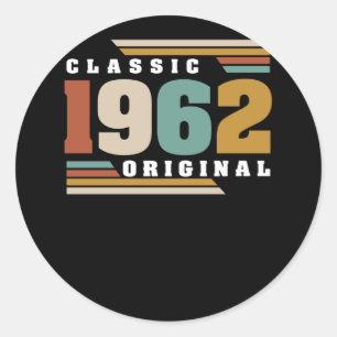 Classic 1962 Original 60th Birthday 60 Year Old Round Sticker