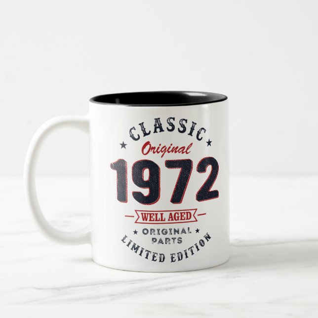 Classic 1972 50th birthday gift Two-Tone coffee mug (Left)