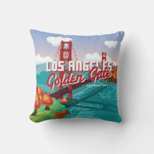 Classic 1980s L.A Golden Gate Video game box art Cushion