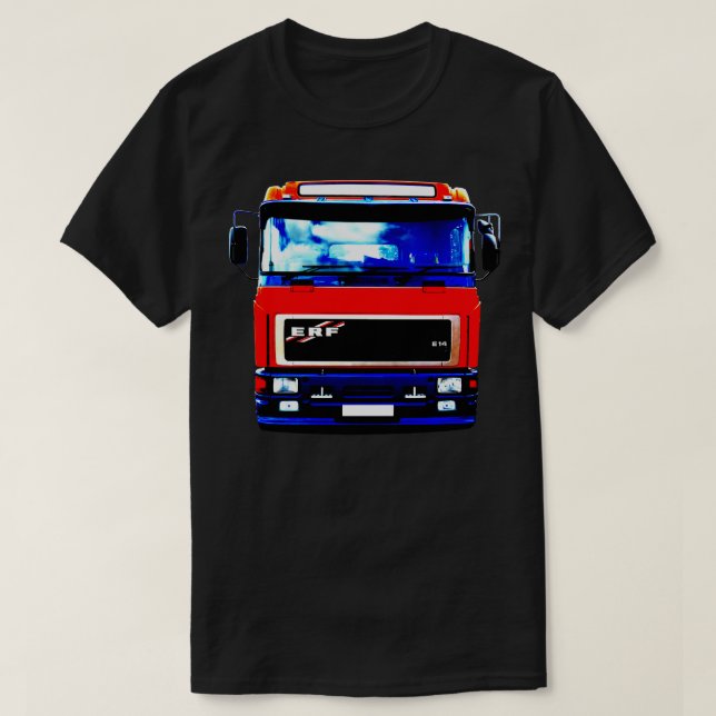 Classic 1990s ERF E lorry high contrast red T-Shirt (Design Front)