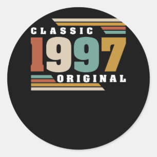 Classic 1997 Original 25th Birthday 25 Year Old Round Sticker