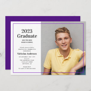 Classic 2022 Graduate Purple Photo Graduation Invitation