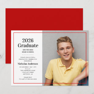 Classic 2023 Graduate Photo Red Graduation Invitation