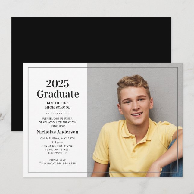 Classic 2025 Graduate Photo Graduation Invitation (Front/Back)