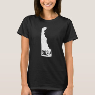 Classic 302 Delaware Pride Outline State Area Code T-Shirt