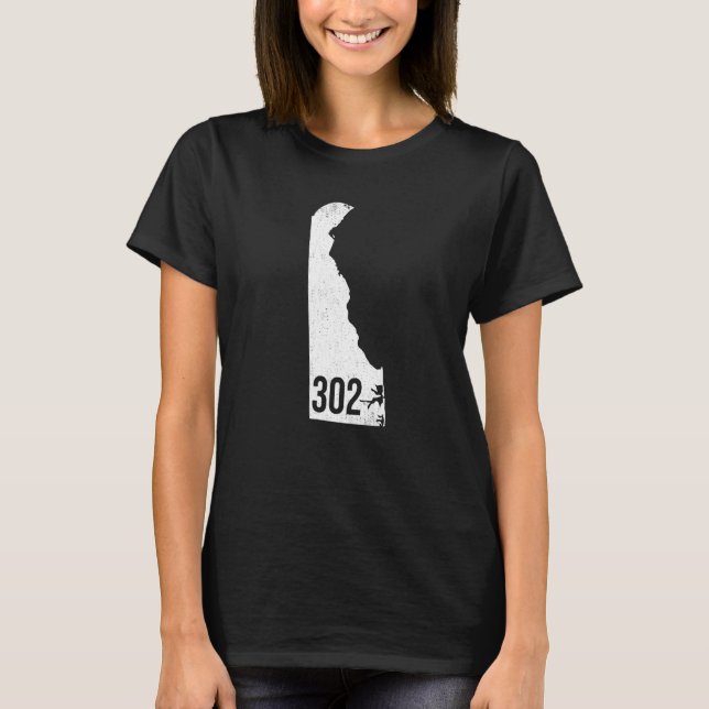 Classic 302 Delaware Pride Outline State Area Code T-Shirt (Front)
