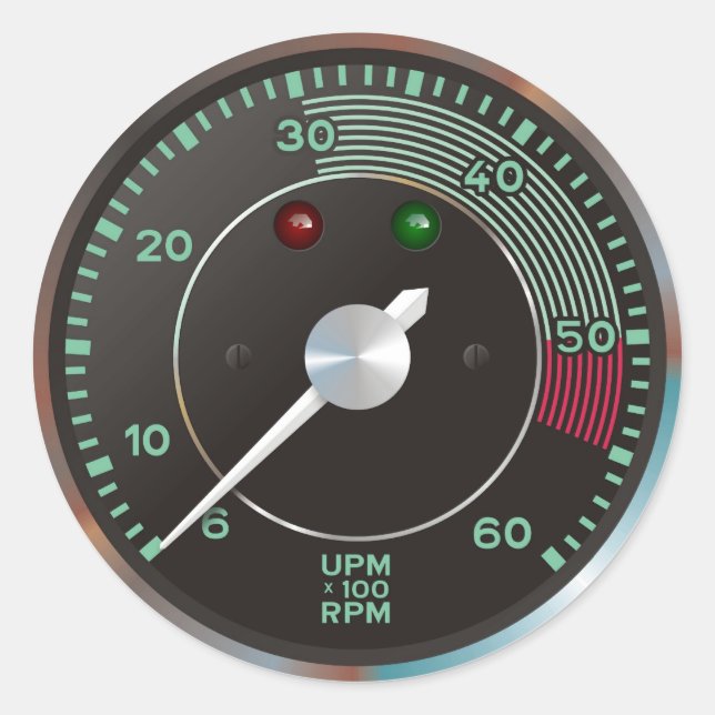 Classic 356 rev counter, old air-cooled sports car round sticker (Front)