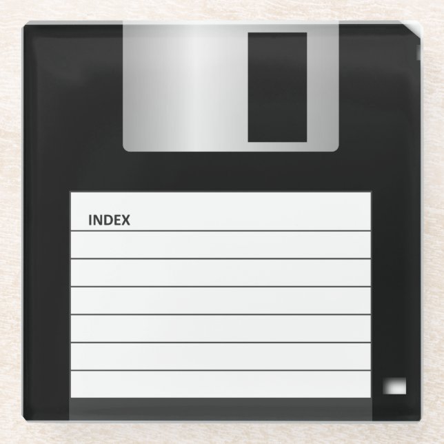 Classic 3.5" Floppy Disc Glass Coasters (Front)