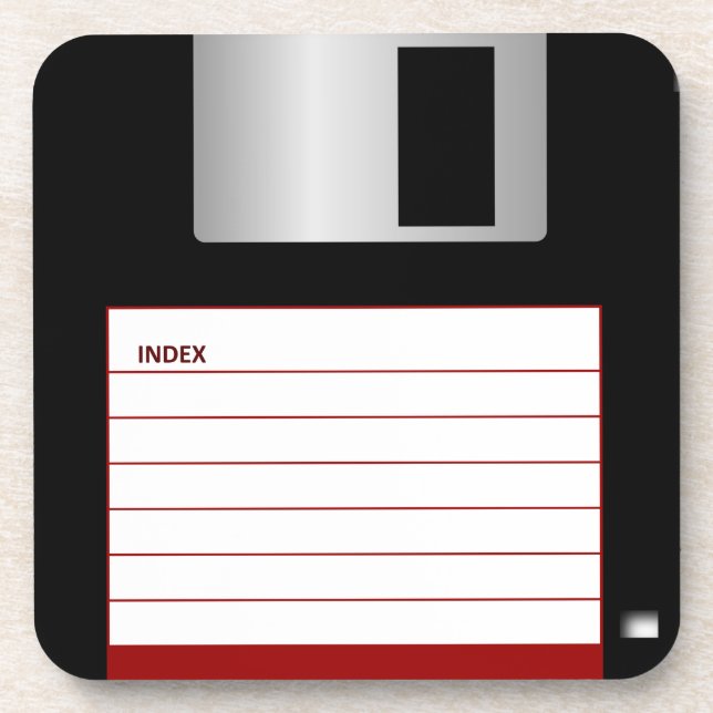 Classic 3.5" Red Floppy Disc Coasters (Front)