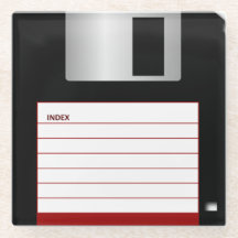 Classic 3.5" Red Floppy Disc Glass Coasters