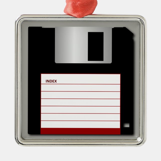 Classic 3.5" Red Floppy Disc Metal Ornament (Front)