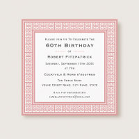 Classic 60th Birthday Party Pink Greek Key