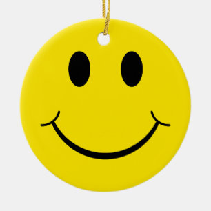 Classic 70's Yellow Happy Face Ceramic Ornament