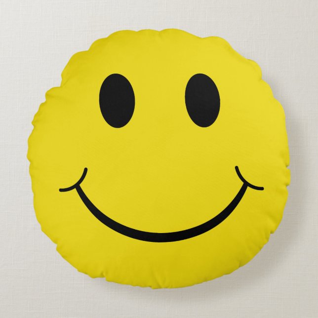 Classic 70's Yellow Happy Face Round Cushion (Front)