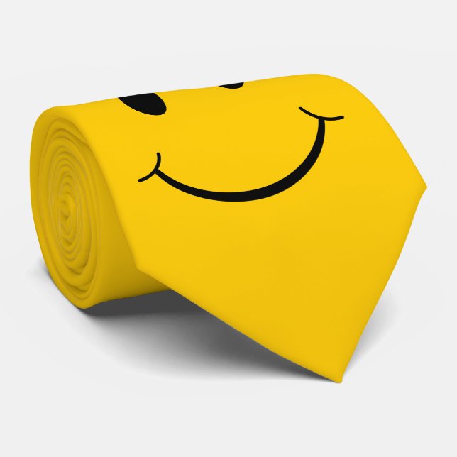 Classic 70's Yellow Happy Face Tie (Rolled)