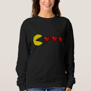 Classic 80s Retro Arcade 8 bit Game Valentine Hear Sweatshirt