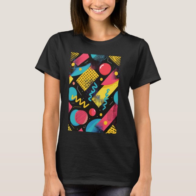 Classic 80s Style Synthwave Pattern Art T-Shirt (Front)