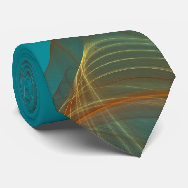 Classic Abstract Elegant Aqua/Teal Fractal Necktie (Rolled)