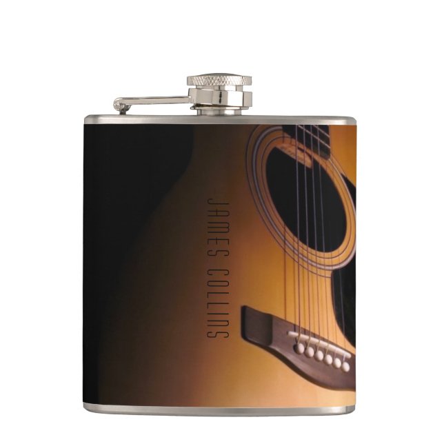 Classic Acoustic Guitar Personalised Liquor Flask (Front)