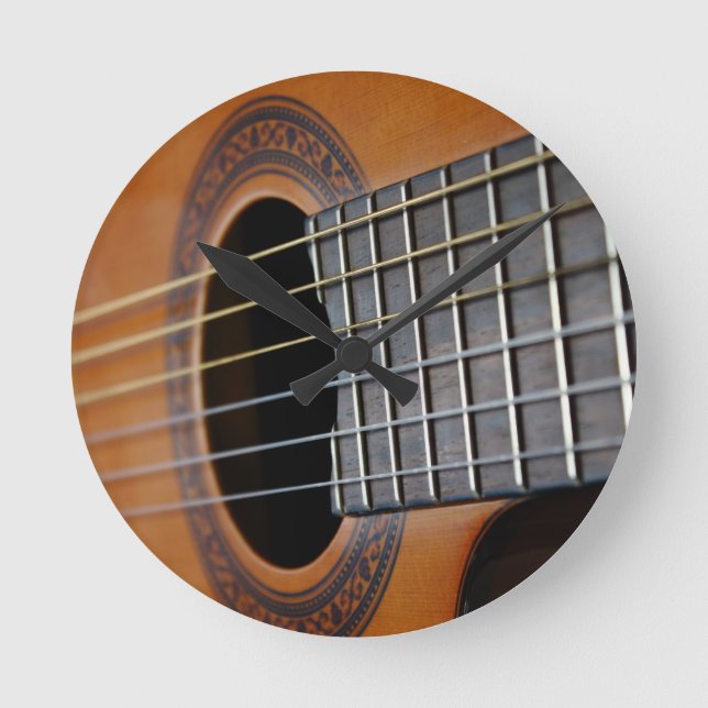 Classic Acoustic Guitar Round Clock (Front)