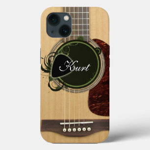 Classic Acoustic Guitar with custom monogram name iPhone Case
