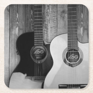 Classic Acoustic Guitars with Electronics Square Paper Coaster