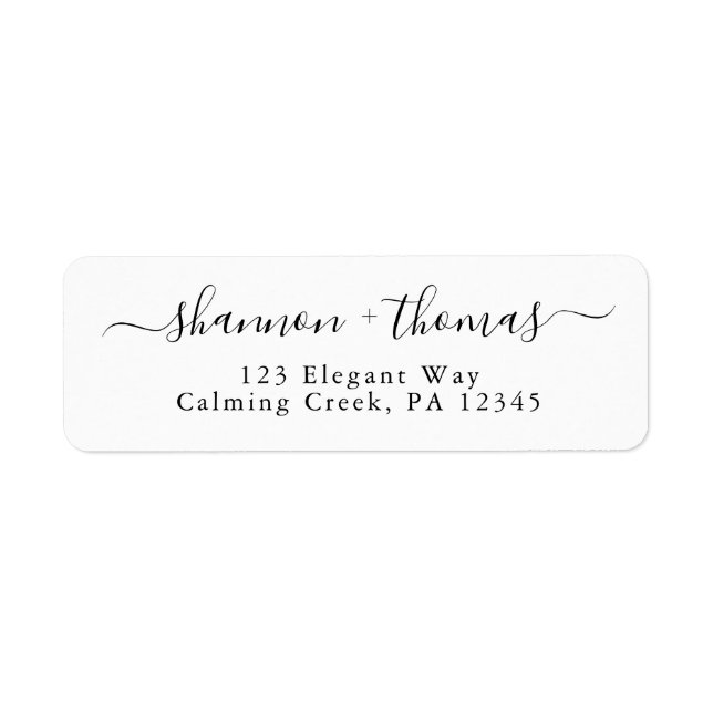 Classic Address Label, Black & White, Elegant Return Address Label (Front)