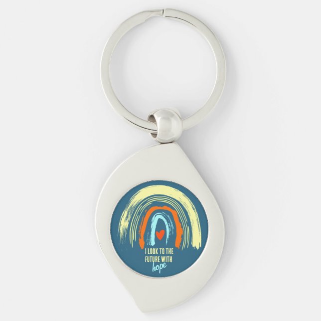 CLASSIC AFFIRMATION QUOTE RETRO BOHO RAINBOW METAL KEY RING (Front)