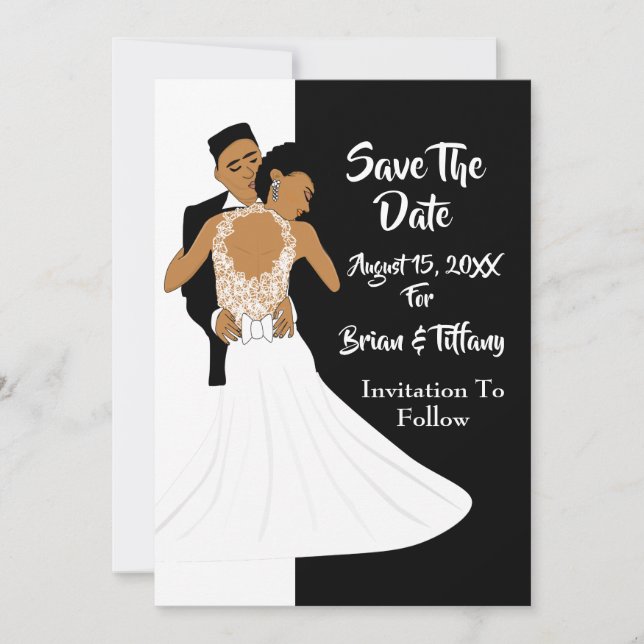 Classic African American Bride & Groom Invitation (Front)