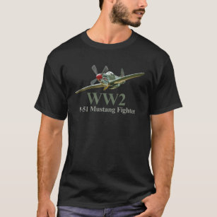 CLASSIC AIRPLANES, WW2, P-51 MUSTANG FIGHTER PLANE T-Shirt