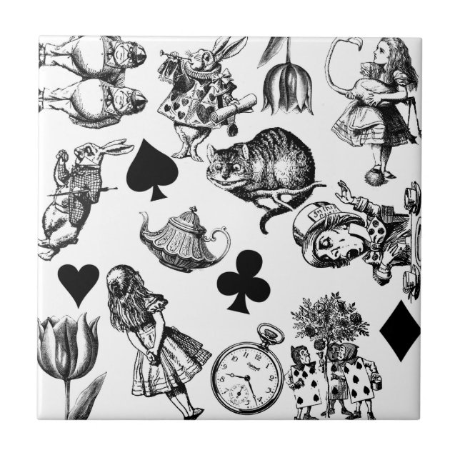 Classic Alice adventures in wonderland characters Ceramic Tile (Front)