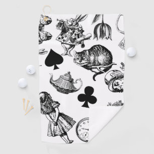 Classic Alice adventures in wonderland characters Golf Towel