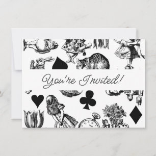 Classic Alice adventures in wonderland characters Invitation