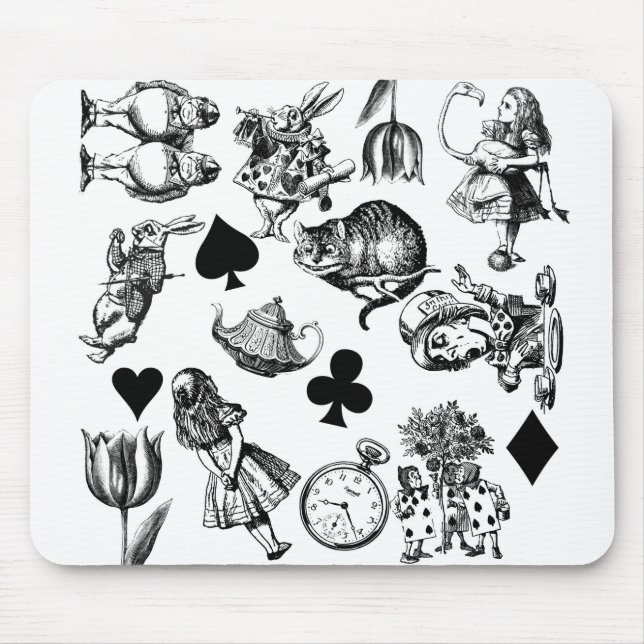 Classic Alice adventures in wonderland characters Mouse Pad (Front)