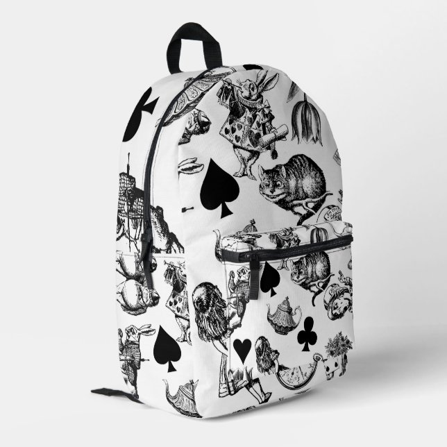 Classic Alice adventures in wonderland characters Printed Backpack (Back Corner Left)