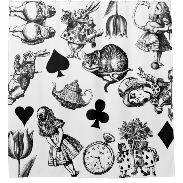 Classic Alice adventures in wonderland characters Shower Curtain (Front)