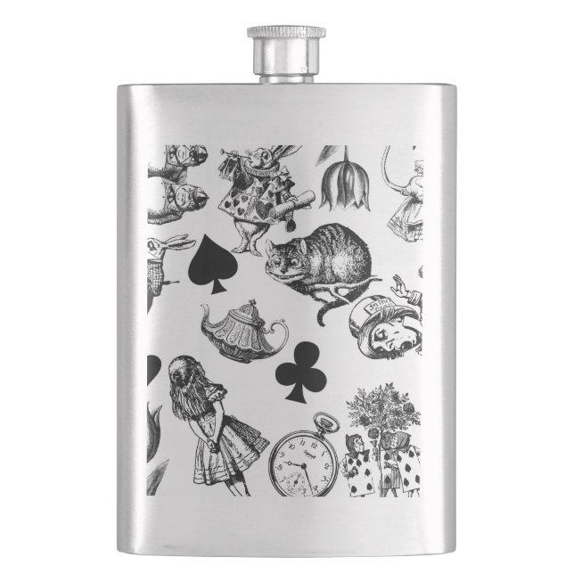  Classic Alice in Wonderland Characters: Original  Hip Flask (Front)