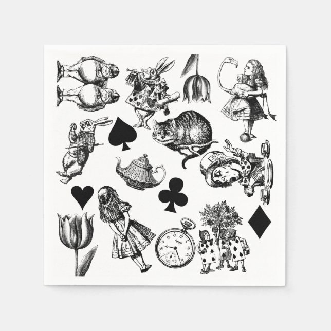 Classic Alice in Wonderland Characters: Original  Napkin (Front)
