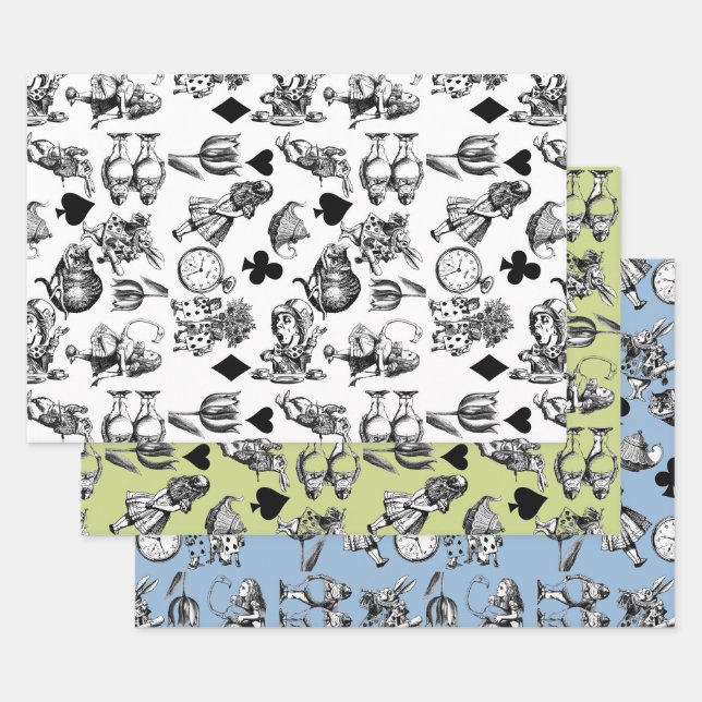  Classic Alice in Wonderland Characters: Original  Wrapping Paper Sheet (Set)