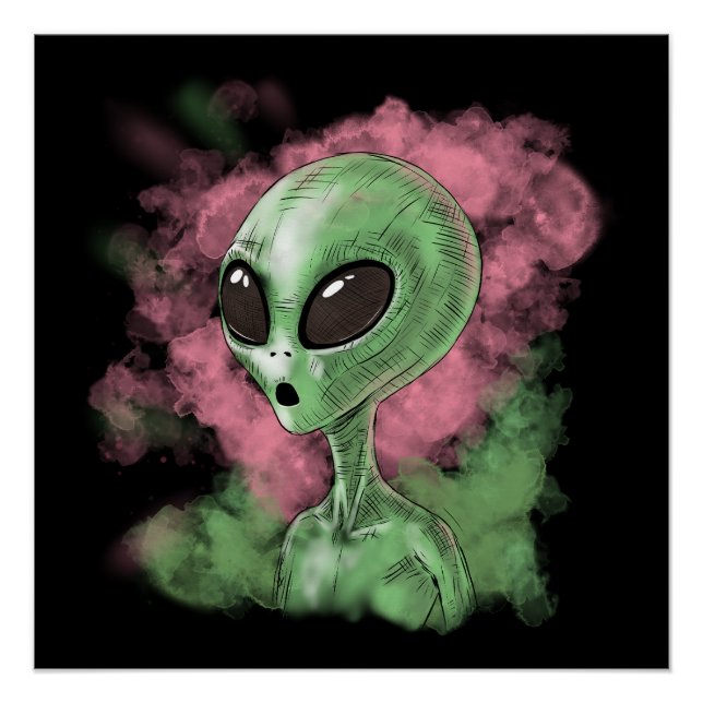 Classic Alien Illustration Poster (Front)