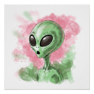 Classic Alien Illustration Poster