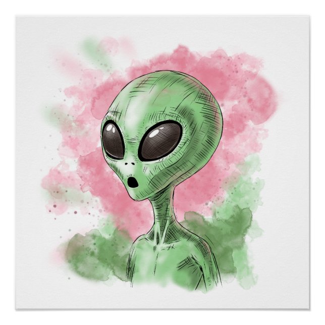 Classic Alien Illustration Poster (Front)