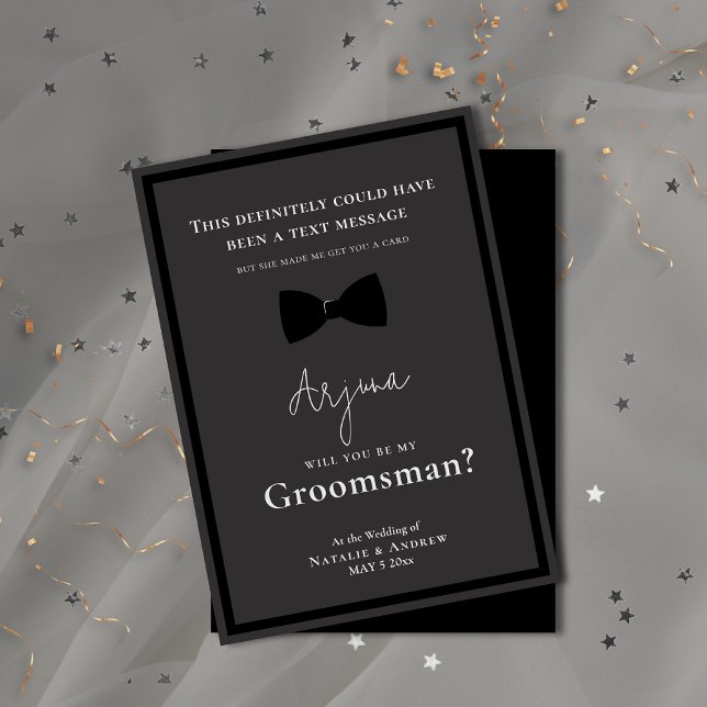 Classic All Black Tuxedo Funny Groomsman Invitation (Classic All Black Tuxedo Funny Groomsman Invitation)